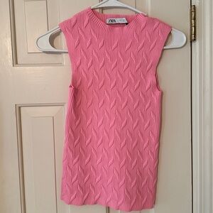 Zara Vibrant Pink Textured Sleeveless Top